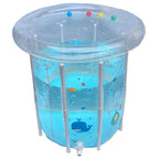 Kiddie Pool 29.5x31.5in Inflatable Baby Pool Cartoon Pattern Baby Swimming with Drainage Transparent Sealed PVC Cooling Toddler for Hot Days &