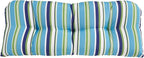 BrylaneHome Tufted Bench Cushion - 45.5" L x 19" W x 3" H- Patio & Outdoor - Water, Stain & Fade Resistant - Poppy Stripe