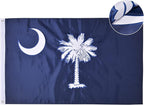 South Carolina State Flag 5x8 Ft, Deluxe Full Embroidered Heavy Duty 100% Polyester Durable SC Outside Flags, Indoor/Outdoor, Sewn Stripes and Brass Grommets