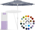 Midtown Umbrellas The Swilt 8 Feet Patio Umbrella in Terylast Navy Stripes (Navy/White) Polyester Fabric - Fiberglass Ribs, Auto-Tilt Aluminum Frame For Backyard, Deck, Garden, Pool - White Pole