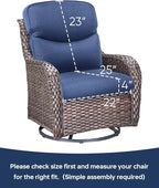 Pop 22x25/22x24 Outdoor Cushions for Patio Couch Chairs Set of 3 - High Back Comfy Outside Seat Cushions for Wicker Dining Rocker Glider Loveseat 3-Seater Sectional Sofa - Navy Blue/Smile