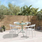 Minimalist Design 31.5 Inch Diameter Round Metal Patio Table, Bistro Table, Dining Table, Suitable for Indoor and Outdoor Cafes and Restaurants (Seaglass Green)