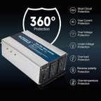 WZRELB 1800W Pure Sine Wave Inverter 24V DC to 110V 120V AC,Car Power Inverter with 4 AC Outlets, LED Display,Off-Grid Portable Power Converter for Home, RV, Truck, Camping