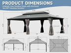 Domi 14' X 20' Hardtop Gazebo Outdoor Metal Gazebo Canopy with Galvanized Steel Double Roof, Aluminum Frame, Curtains and Netting for Patio, Deck, Garden, Grey