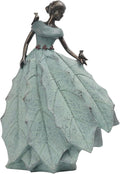 DiliComing Fairy Garden Statue Home Decoration - Outdoor Statue Table Decor for Living Room Garden Maiden Bookshelf Decor Xmas Resin Holly Leaves Maiden Green Statue