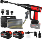 Cordless Pressure Washer with Faucet & Garden Hose Connector, 2 X 5.0AH Batteries, 2000PSI MAX Portable Pressure Washer with Brushless Motor, 4 Speed Adjustment LCD Touch Screen, 6-in-1 Nozzle