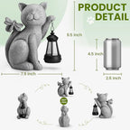 Solar Garden Outdoor Statues Cat with Solar Lantern,Outdoor Cat Figurines Decorations,Lawn Decor Rabbit Statue for Patio, Balcony, Yard Ornament,Unique Housewarming and Birthdays Gifts for Mom Women