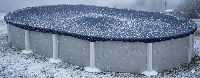 Premium Winter Pool Cover for Above Ground Oval Pool, 18' x 33' Ft., Aboveground Pools Winter Cover, 8-Year Warranty, Includes Winch and Cable, Strength & Durability, UV Protection