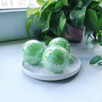 3.35 Inch Round Solid Glass Balls Orbs Decorative Mosaic Ball Centerpiece Sphere Crack Globe Crafts for Bowls Tray Table Garden Decoration Green Set of 3