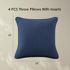 Outdoor Sunbrella Decorative Throw Pillow Covers Only, Pack of 4, 17"x17" & 20"x12" Water Repellent Replacement Lumbar Pillow Case for Patio, Couch, Sofa and Patio Furniture, Specrtum Indigo