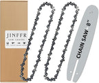 8 Inch Bar and Chain Combo - 3/8" LP Pitch .050'' Gauge 33 Drive Links, 8" Pole Saw Chain Chainsaw Chains Fits Chicago, Earthwise, Greenworks, Sun Joe and more (2Chain+1bar)