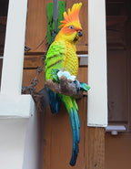 Teaeeno Resin Real Wall Bird Statue Decor,Real Parrot Sculpture Home Decor,Outdoor Indoor Figurine Ornaments-Garden Tree Sculpture,Resin Animal Statue for Garden, Terrace, Lawn, Yard