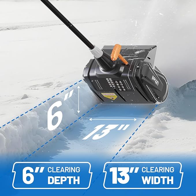 Litheli Cordless Snow Shovel, 40V 13'' Brushless Electric Snow Blower for Driveway, Battery Powered Snow Thrower, 2.5Ah Battery Included
