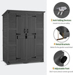 Macrout Large Outdoor Storage Cabinet with 6 Shelves (4.8 x 2.2 x 6.5 ft), Outside Storage Shed with Lock, Wooden Garden Shed for Yard Patio Lawn, 1738 (Gray)