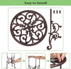 OwnMy Cast Iron Tall Plant Stand Heavy Duty Vintage Wrought Iron Flower Pot Holder, Decorative 1-Tier Potted Plant Holder Rack, Indoor Outdoor Large Metal Plant Stand for Patio Garden, Red Bronze
