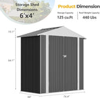 Furniwell Outdoor Storage Shed, Metal Garden Sheds Outdoor Storage House with Single Lockable Door for Backyard Patio Lawn (Gray, 6 x 4 FT)