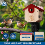 Wren Bird Houses for Outside Cedar Hanging Birdhouses for Outdoors 1-1/8" Entrance Hole Bird Houses for Outside Clearance Wooden Nesting Box Chickadee Predator Guard, Red