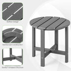 Tangkula Round Outdoor Side Table, 18 Inch Weather Resistant HDPE Adirondack Table, Outdoor Indoor Chairside End Tables, Patio Side Table for Lawn Garden Balcony Backyard, Easy Assembly (2, Gray)