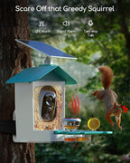 COOAU 2K Smart Bird Feeder with Camera, Faster Solar Powered Charging, Outdoor Birdhouse Cam with Precise AI Birds Recognition, Live Video Watching and Notifications, Ideal Gift for Bird Lovers, Blue