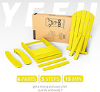 YEFU Adirondack Chairs Set of 8: Plastic Adirondack Chairs - Patio Chairs with Wood Texture - Outdoor Chair HIPS - Lawn Fire Pit Deck Porch Garden Chairs for Adults (Yellow)