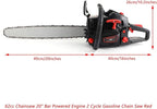 Topteng Gas Chainsaw 20 Inch, 62cc Bar Powered Engine 2 Cycle Gasoline Chainsaw Cutting Wood Gas Sawing Aluminum Crankcase Chain Saw