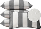 Decorative Outdoor Water Repellent Throw Pillows with Inserts, Set of 4, 20" x12" Pillows for Patio, Backyard, Bed, Couch, and Patio Furniture, Gray Stripe
