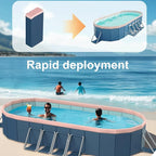 3.0m Oval Non-Inflatable Garden PVC Swimming Pool in Blue-Gray