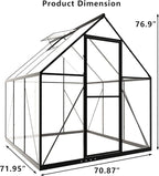 HOOYEAH 6 x 6 FT Polycarbonate Greenhouse for Outdoors, Heavy Duty Walk-in Greenhouses with Roof Air Vent, Aluminum Outdoor Green House Kit, Winter Garden House for Outside Backyard