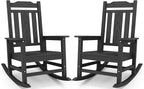 SERWALL Oversized Rocking Chair Set of 2 Outdoor, HDPE Outdoor Rocking Chair Set of 2, Black