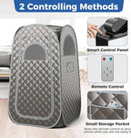 Giantex Portable Sauna, Full Body Steam Sauna w/ 3L Steam Box, Remote Control, Wood Foot Roller & Foldable Chair, Pop-Up Sauna Box for Single Person, Lightweight Personal Sauna Tent for Home (Gray)