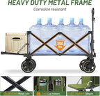 TIMBER RIDGE 49" Extra Long Collapsible Folding Wagon with Tailgate and Brakes, 300lbs Heavy Duty Wagon Carts Foldable, 250L Capacity Portable Cart for Dogs, Garden, Outdoor Camping Sports, Green