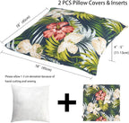 Magpie Fabrcis Pack of 2 Outdoor Waterproof Throw Pillow with Insert 18 x 18 Inch, Christmas Decorative Back Cushion Pad for Garden Patio Tent Balcony Couch Sofa (Midnight Floral)