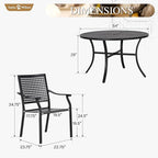 Sophia & William Round Patio Table and Chairs Set, Outdoor Dining Set for 6, 7 Piece Metal Patio Furniture, 54" Black Table(Beehive)