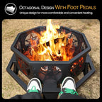 32 Inch Small Octagonal Fire Pit,Outdoor Wood Burning Fire Pits for Patio, Picnic,Bonfire,Heavy Duty Firepits for Outside Backyard Garden,Camping
