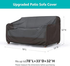 Heavy Duty Patio Sofa Cover, Waterproof 3-Seater Outdoor Couch Cover Patio Furniture Covers for Outdoor Furniture Loveseat Couch, 78" L×33" D×32" H, Black