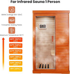 Sauna, Far Infrared Saunas for Home One Person Sauna Okoume Wood 800W/110V Low Emf Dry Sauna Indoor Sauna Room with Tempered Glass Door/Speakers/Air Hole and LED Lighting - 35.2 * 27.6 * 61.6 in