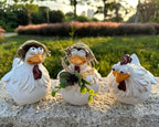 3Pcs Chicken Fence Decor, Funny Farm Sculpture Chicken Decor, Cute Chicken Sculpture, Resin Chicken Figurines, Animal Outdoor Statues for Home Garden Stairs, Farm, Patio, Backyard