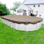 Robelle 15 x 30 ft Industrial Taupe Winter Oval Pool Cover for Above Ground Pools, 4 ft Overlap (19 x 34 ft Cover Size), Solid 14 x 12 Scrim, 4.5 oz/yd2, 20-Year Warranty, Style: 601530-4