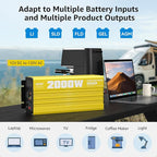 XWJNE 2000 Watt Pure Sine Wave Inverter 12V DC to 120V AC 4000W Peak Power Converter with LED Display and Remote Controller for Home, RV, Truck, Off-Grid Solar