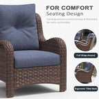 LayinSun 7 Pieces Outdoor Patio Furniture Set with Fire Pit Table, Rattan Wicker Sectional Chairs Sets with Ottomans, Single Chairs and Coffee Table