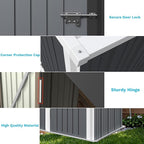Greesum 5x3FT Outdoor Storage Shed, Utility Tool Shed Metal Storage Garden Shed with Door & Lock for Patio Storage, Gray