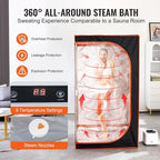 VEVOR Portable Steam Sauna Tent Full Size, 1000W Personal Sauna Kit for Home Spa, Detoxify & Soothing Heated Body Therapy, Time & Temperature Remote Control with Floor Mat