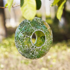 Fly Through Wild Bird Feeder Garden Hanging Bird Feeder Mosaic Circle for Outdoor Decoration,Green