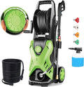 5000 PSI Adjustable Pressure Washer 2.8GPM Electric Power Washer with 33ft Pressure Hose, 4 Nozzle and Foam Cannon, Powerwashers for Home, Cars, Pressure Setting Range (2500-5000PSI) Green