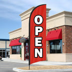 Open Flags for Businesses, 9.18FT Double-Sided Outdoor Advertising Swooper Banner with Pole Kit & Ground Stake – Tear-Resistant Polyester Feather Flag for Shops, Events & Promotions