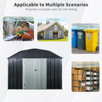 Ball & Cast 10x12FT Outdoor Storage Shed,Large Metal Tool Sheds with Locking Double Doors,Garden Tool House W/Arch Roof & Ventilation Slots,for Backyard Garden Patio Lawn,Black