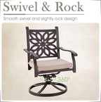 MFSTUDIO 7 Pieces Cast Aluminum Patio Dining Set, Retro Design Outdoor Table and Chairs Set with 6×Swivel & Rock Chair and 1×63" Rectangular Outdoor Dining Table