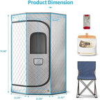 Home Steam Sauna Box, Portable Sauna for Home, Steam Sauna Tnet Full Size Single Person Sauna with 3.0L&1500W Steamer, Remote Control, Foldable Chair & RGB LED Light （Silver）
