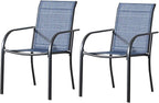 Patio Chairs Set of 2, Outdoor Dining Chairs with Breathable Textilene Fabric, Stackable Patio Chairs for Lawn, Garden, Backyard, Poolside, Blue