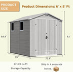 Devoko 6x8 Ft Outdoor Storage Shed - Lockable Resin Tool Shed with Window & Floor - Easy Assembly for Garden, Backyard
